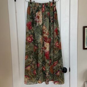 Iris Apfel owl toucan bird skirt long maxi elastic waist tropical flower‎ garden
